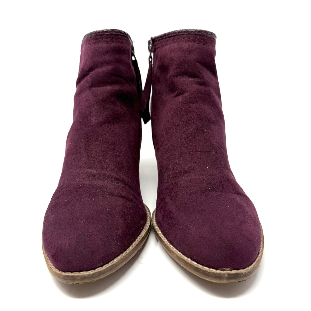 DV8 by Dolce Vita Womens Plum Purple Faux Suede Braid Trim Ankle Booties Heel 9N